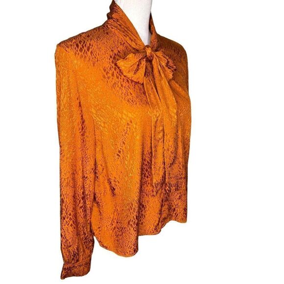 BABATON ARITZIA Vandely Burnt Orange Button Down Long Sleeve Neck Tie Sz Med - Picture 2 of 7
